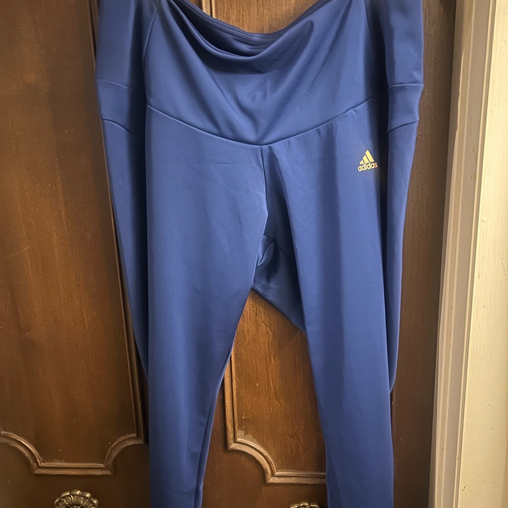 Woman’s Adidas Navy Leggings with Gold Emblem